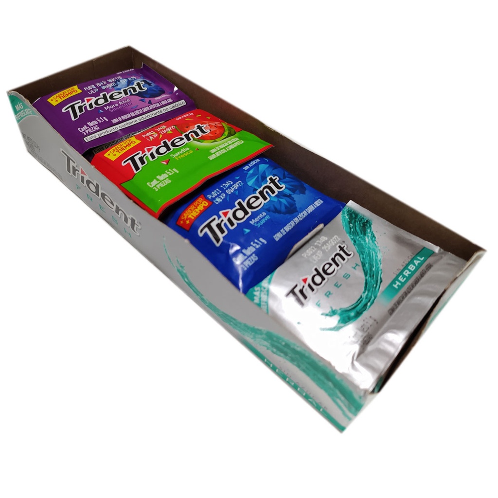 CHICLE GRANDE TRIDENT X10.2GR (EMPAQUE DE 6 PASTILLAS CON SABORES SURTIDOS)