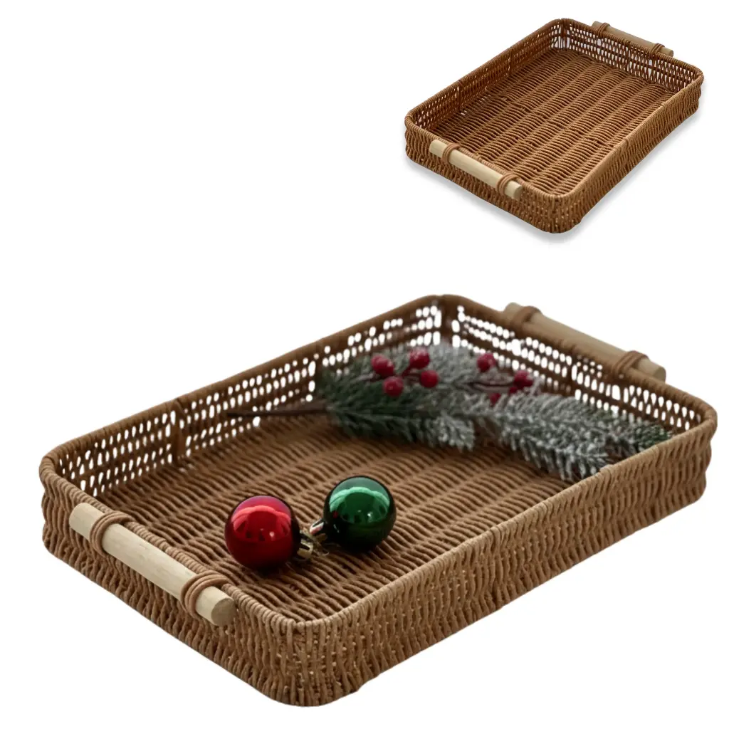 Canasta tejida bandeja